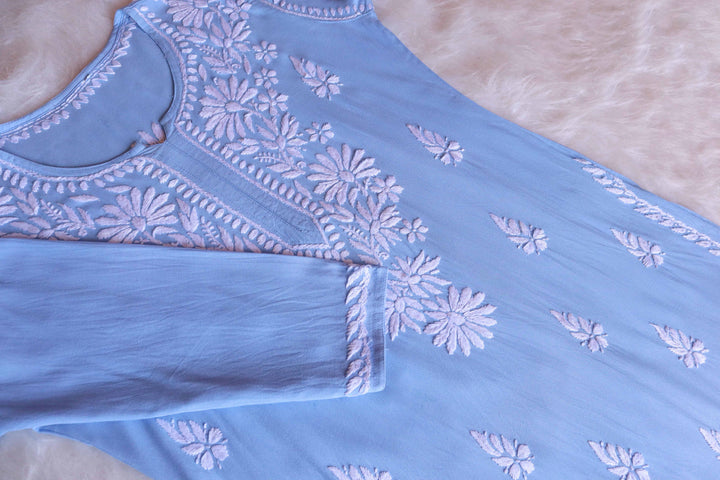 Duaa Ice Blue Long Rayon kurta