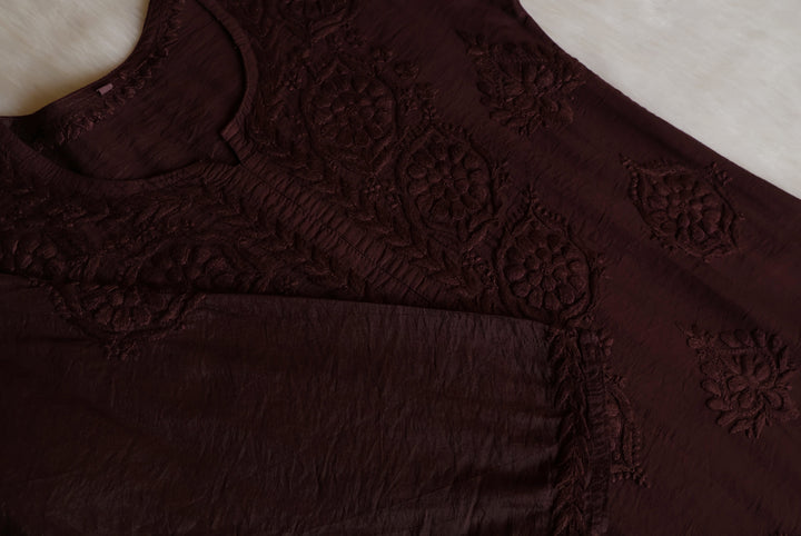 Alfiya Chocolate Brown Pure Chanderi set