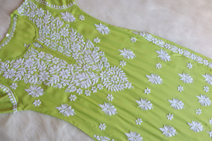 Sufiya Lime Green Long Modal Kurta