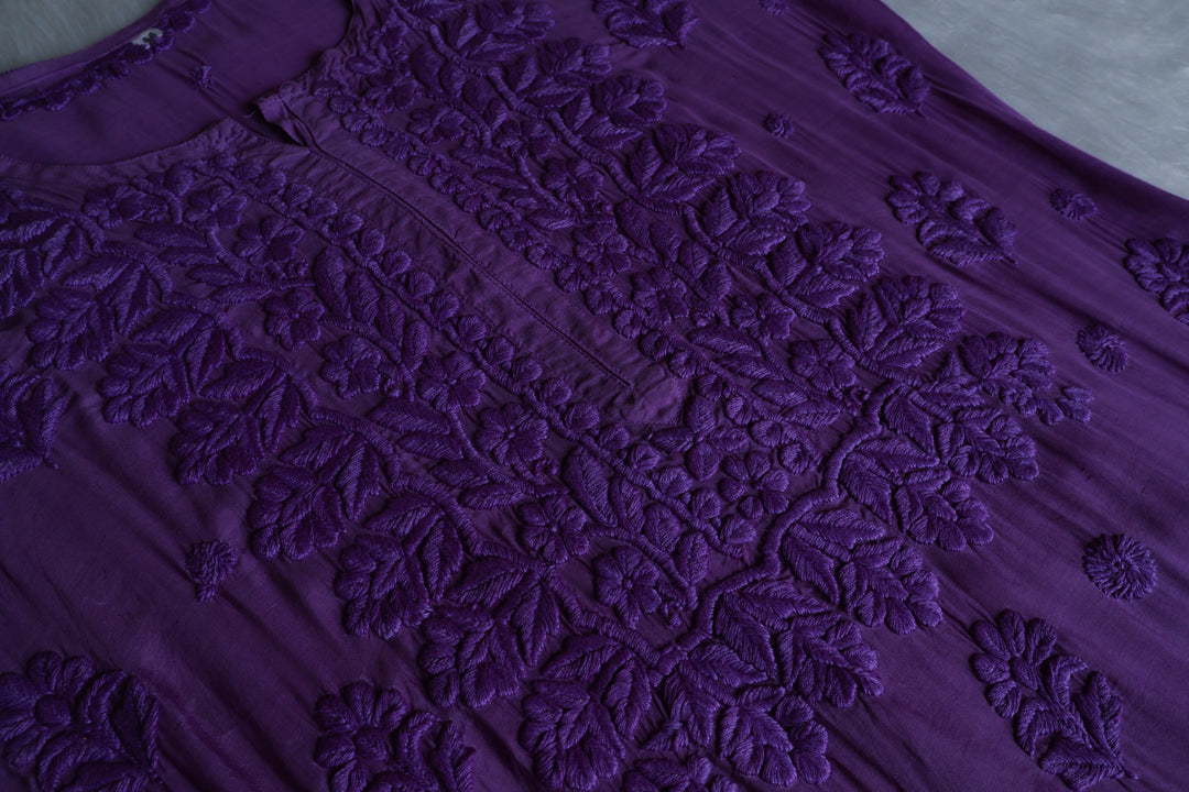MehrNaaz Deep Purple Pure Muslin Kurta