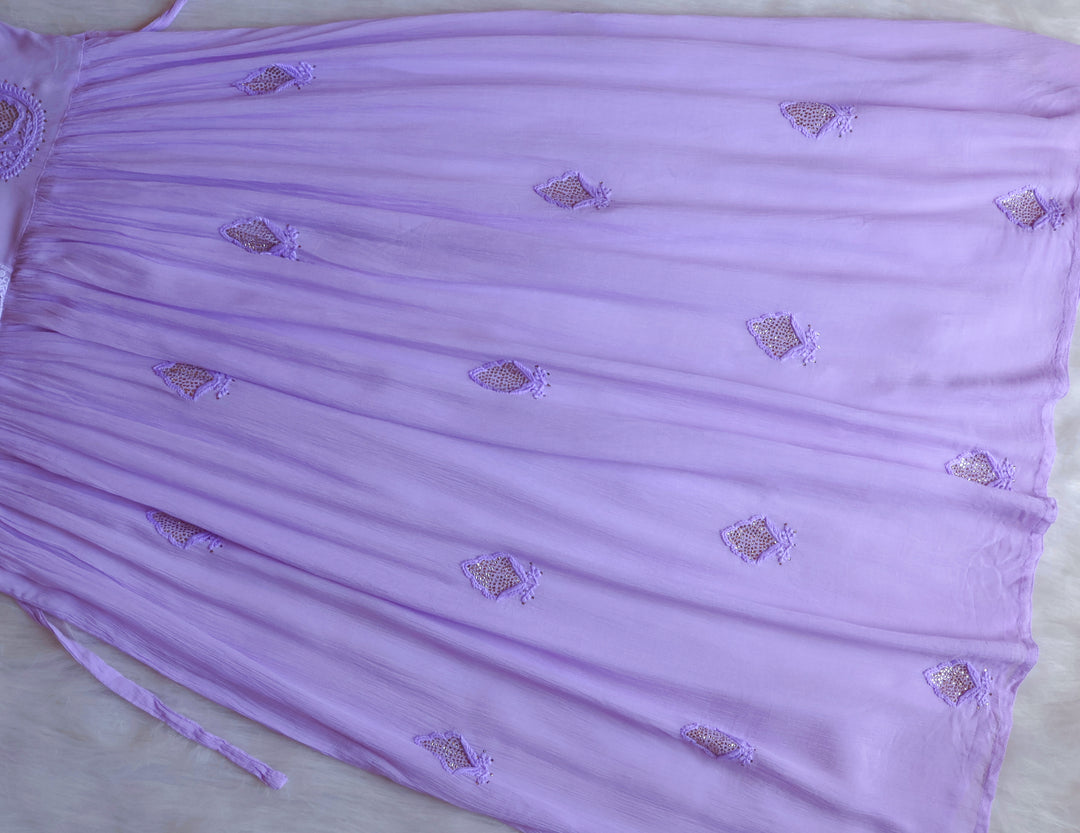 Anabiya Lavender Pure Chiffon Dress