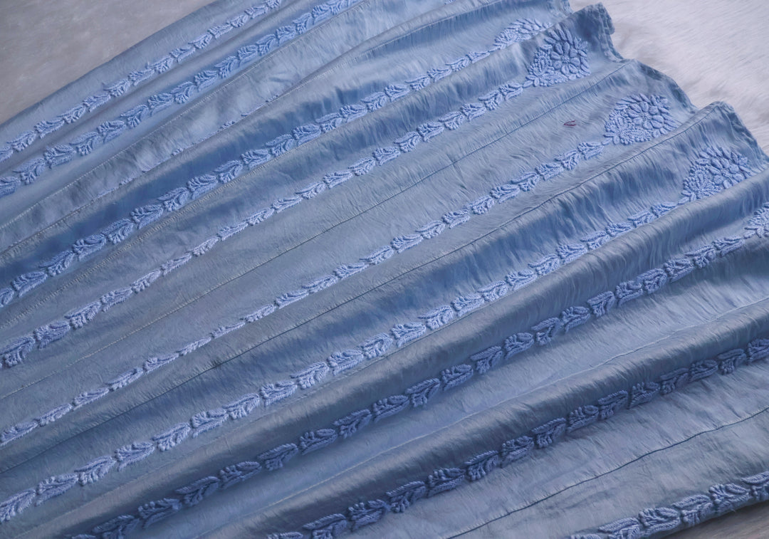Naqsh Ice Blue Pure Chanderi Silk Anarkali