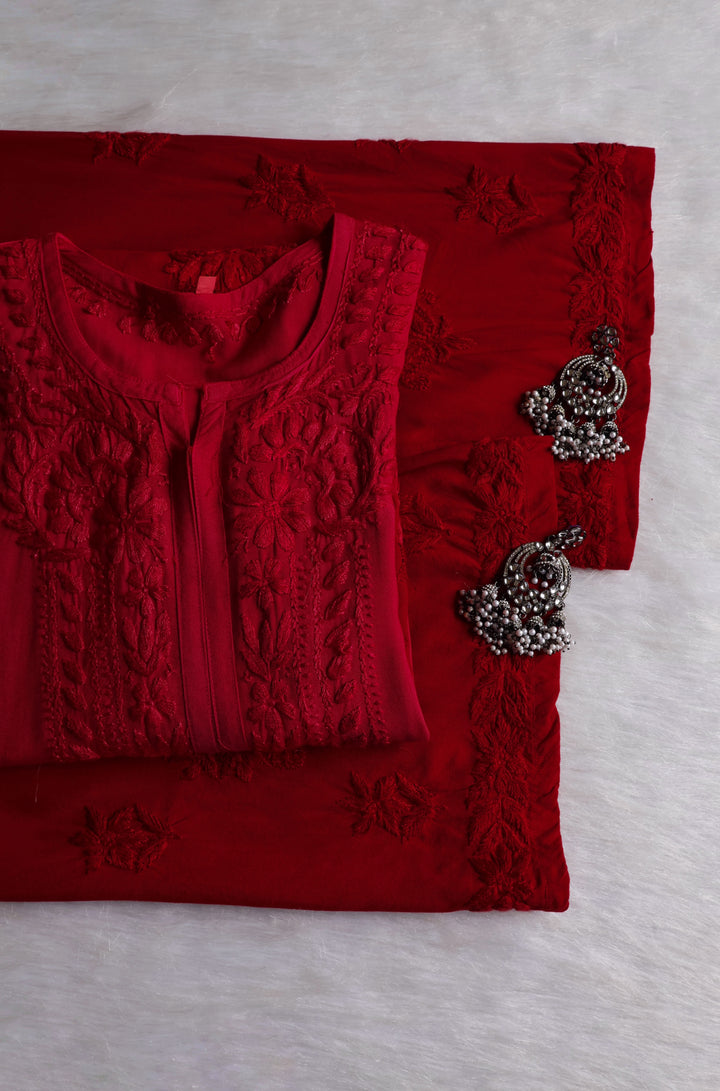 Nagma Maroon 2 piece Rayon set