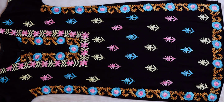 Anah Black & Blue Long Rayon Kurta