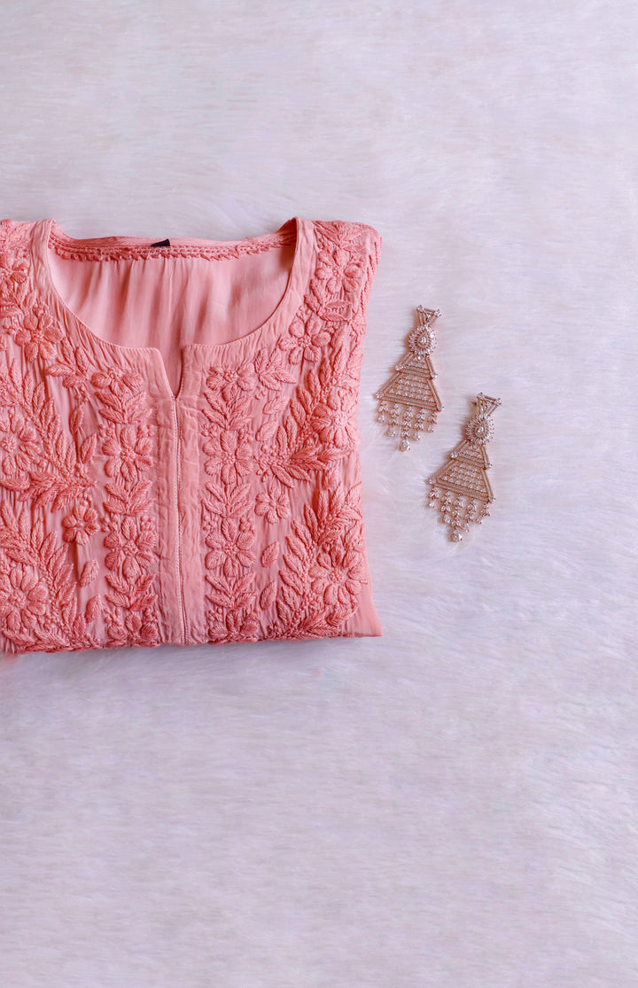 Mehr Rose Beige Crepe Silk Kurta