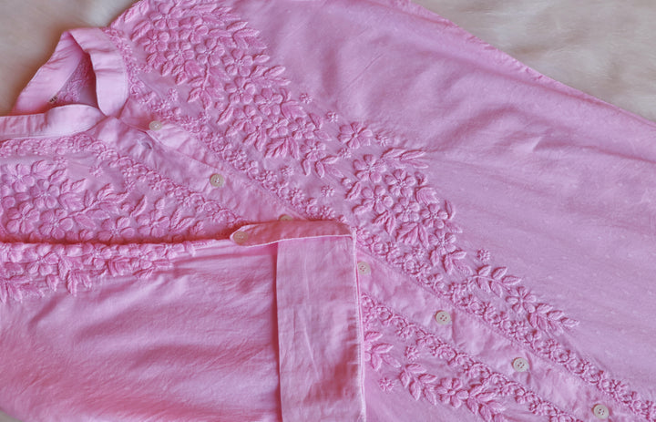 Nazakat Baby Pink Pure Cotton Kurta Set