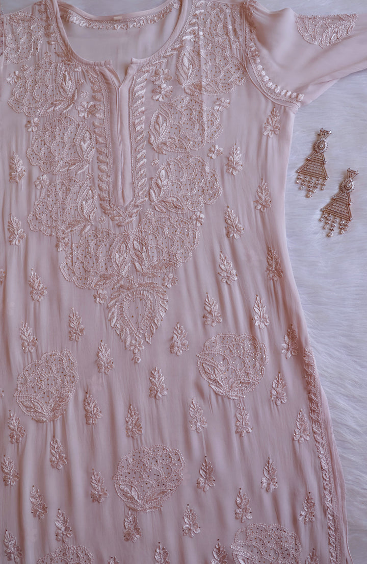 Hanaa Beige Viscose Georgette Kurta