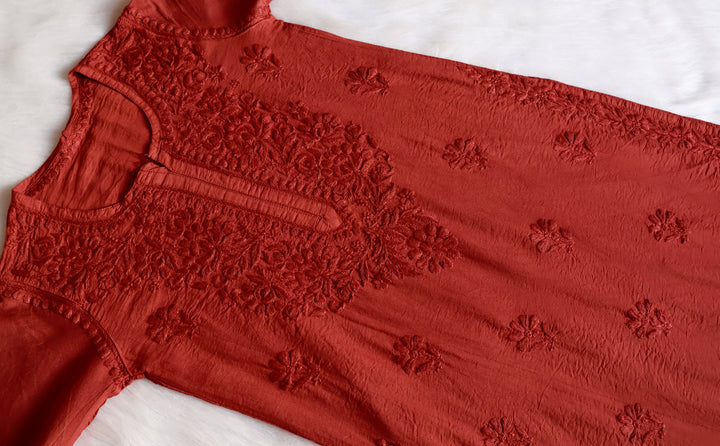 Jannat Rust Chanderi Kurta