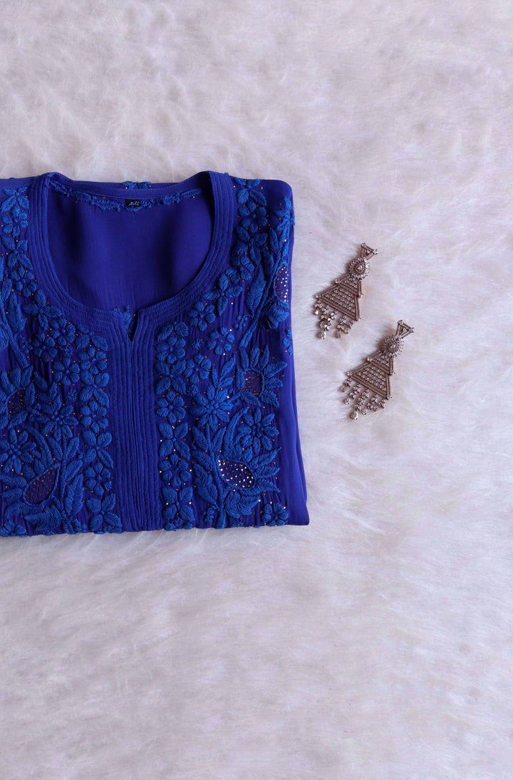 Mariya Royal Blue Viscose Georgette Kurta