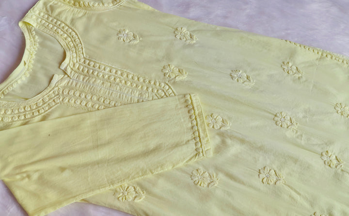 Saleha Pastel Yellow Cotton Kurta