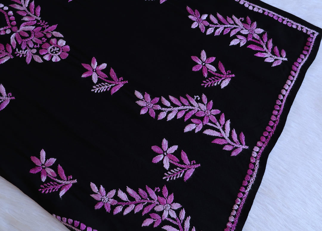 Maaham Black & Lavender Short Rayon Kurta - Noor Chikankari
