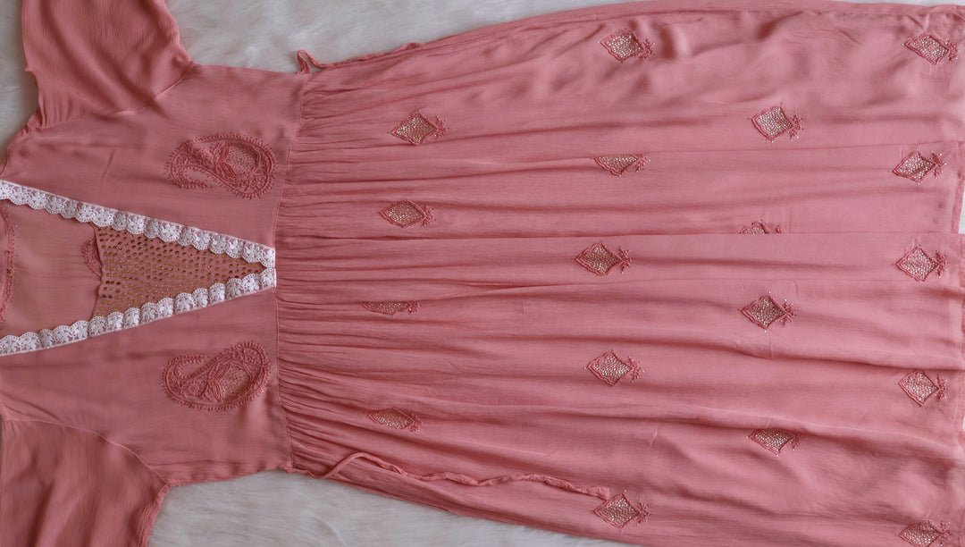 Anabiya Rose Brown Pure Chiffon Dress