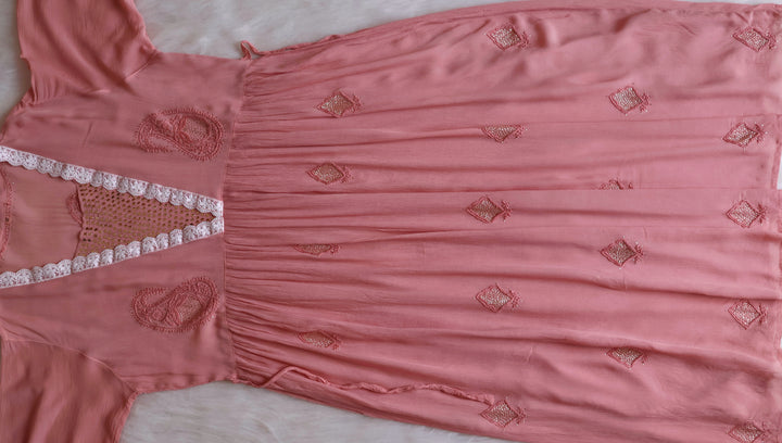 Anabiya Rose Brown Pure Chiffon Dress