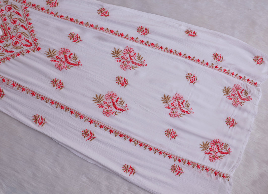 Hoorain White, Peach & Beige Pure Chiffon Kurta
