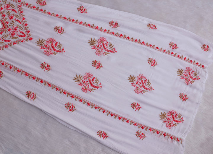 Hoorain White, Peach & Beige Pure Chiffon Kurta