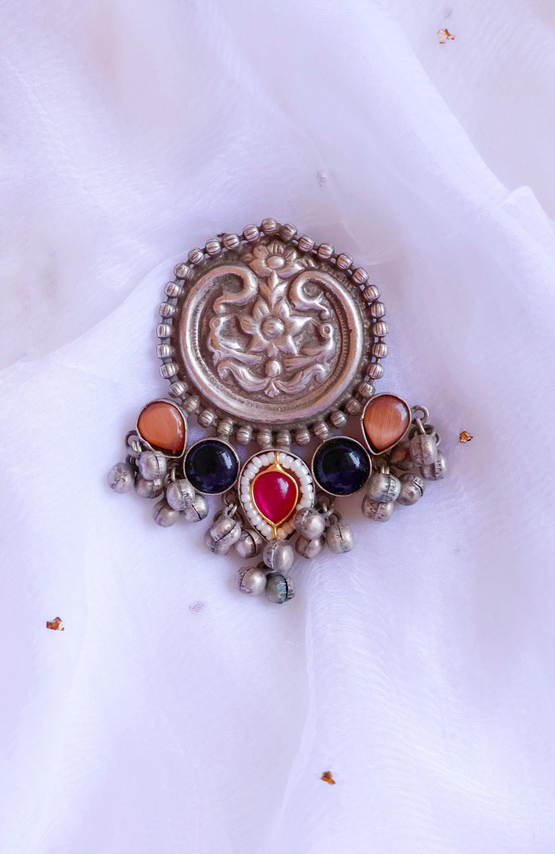 Princess Black, Pink & Peach look-alike oxidised earrings