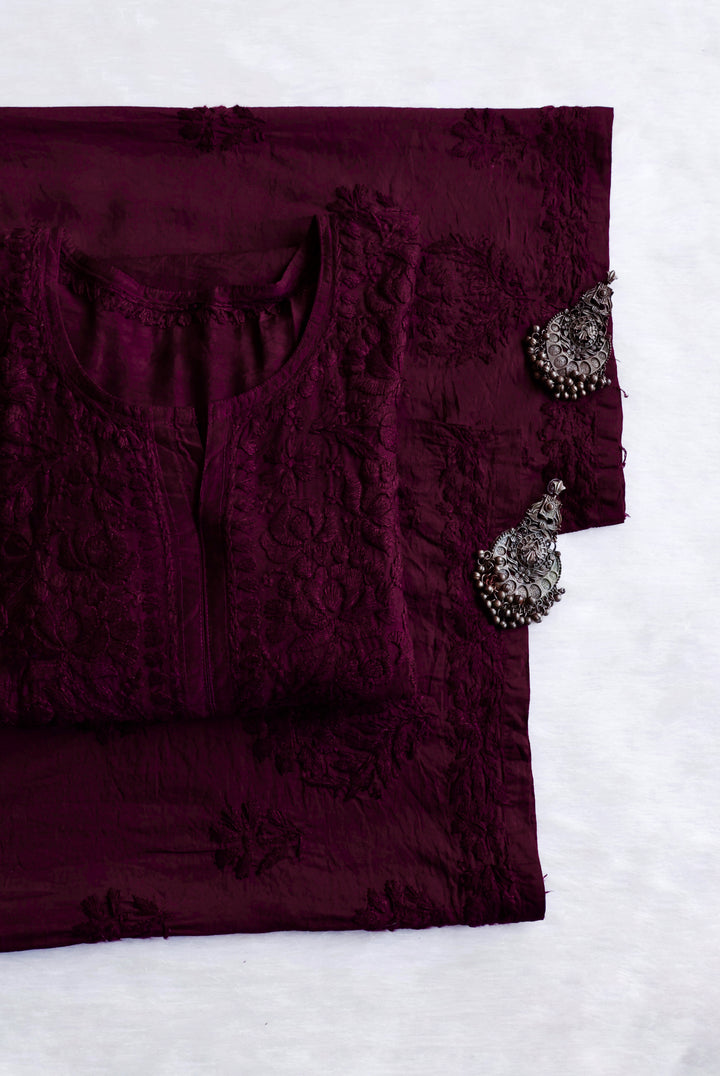 Meerab Deep Plum Pure Chanderi set