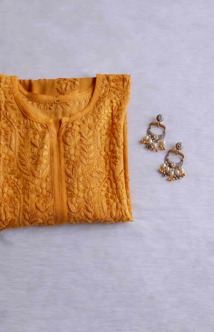 Duaa Mustard Ombre Long Rayon Kurta