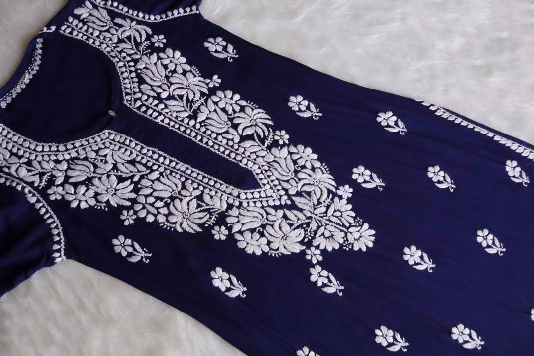 Zainab Navy Blue Rayon Kurta Pant set