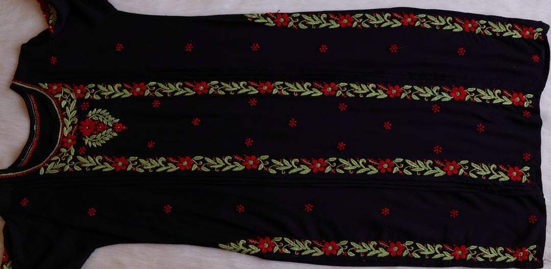 Firdaus Black & Red Modal Kurta Set