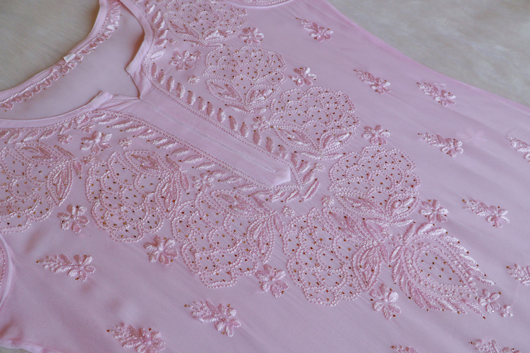 Hanaa Baby Pink Viscose Georgette Kurta