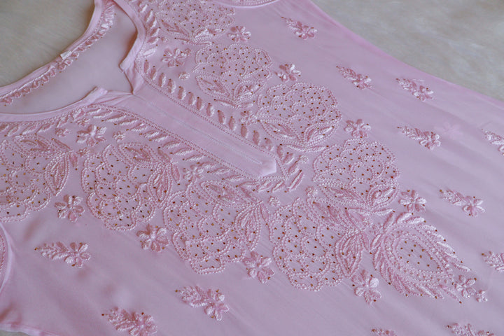 Hanaa Baby Pink Viscose Georgette Kurta