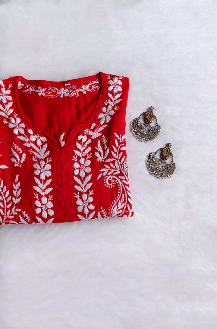 Lily Red Long Modal Kurta