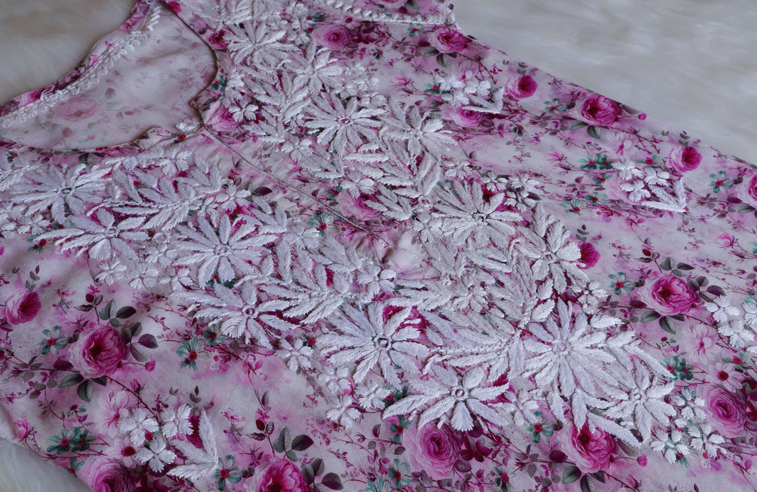 Gulbahaar Purple Floral Long Rayon kurta