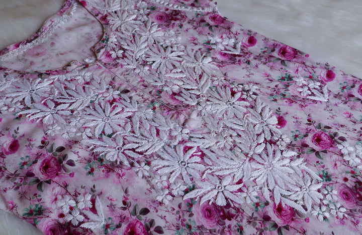 Gulbahaar Purple Floral Long Rayon kurta