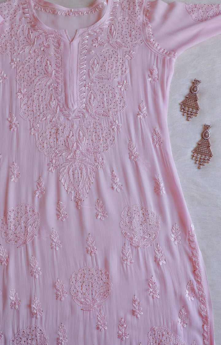 Hanaa Baby Pink Viscose Georgette Kurta