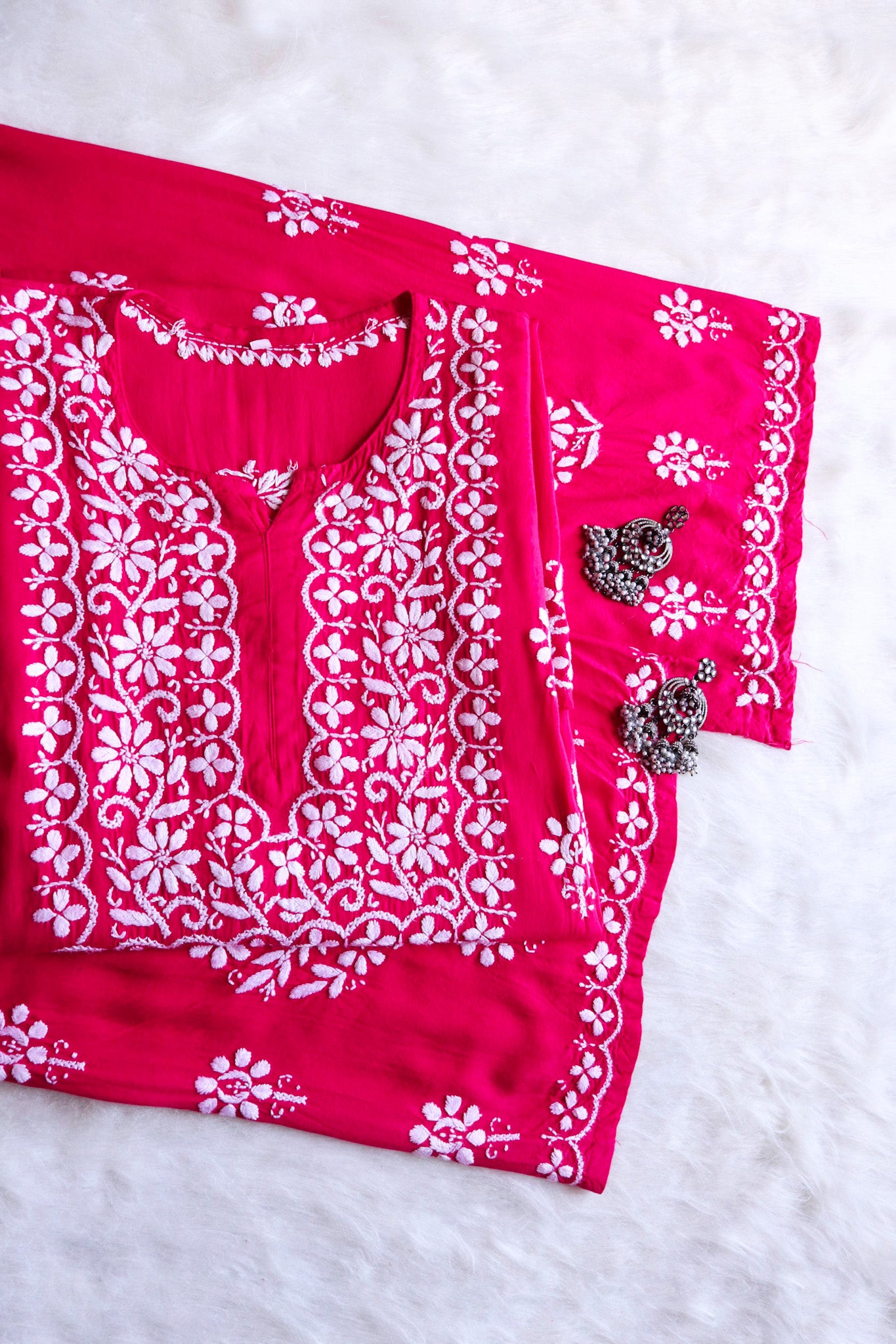 Fiza Rani Pink Rayon Kurta Palazzo Set