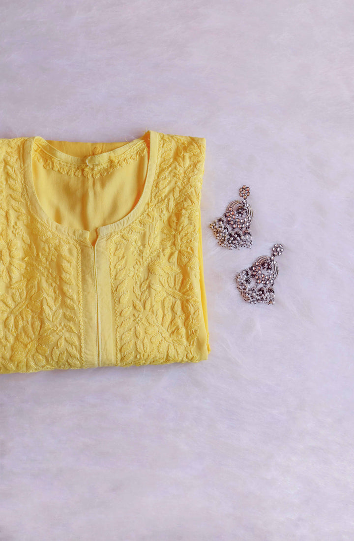 Amirah Pastel Yellow Ombre Long Rayon Kurta