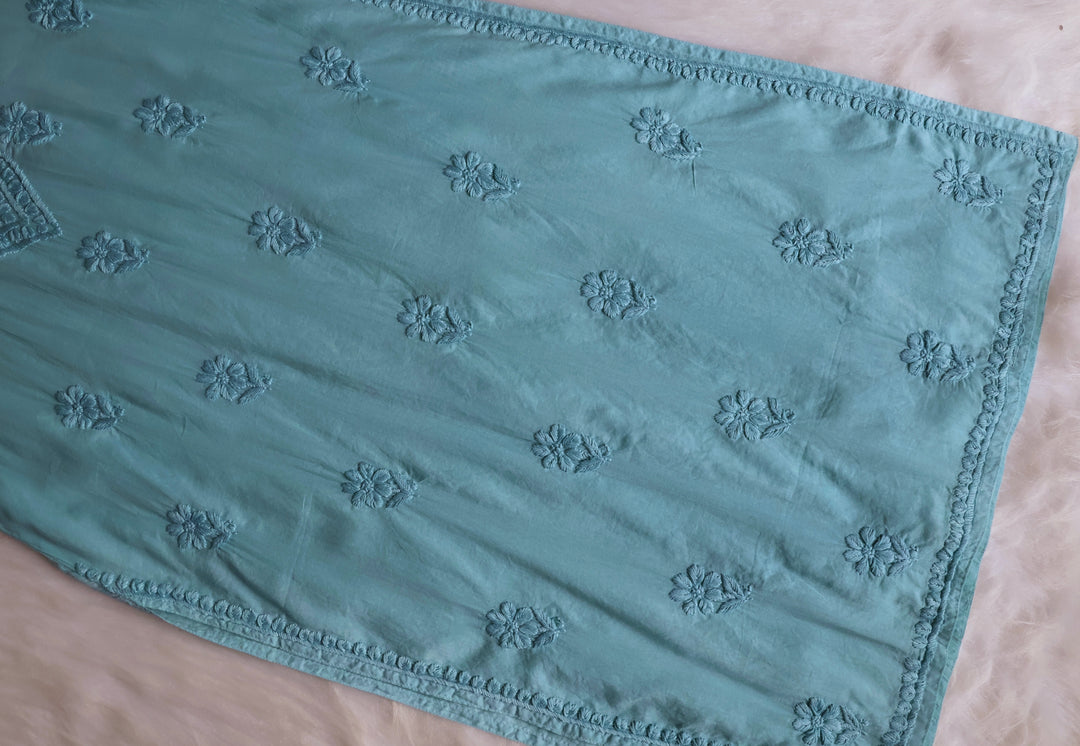Saleha Sea Blue Cotton Kurta