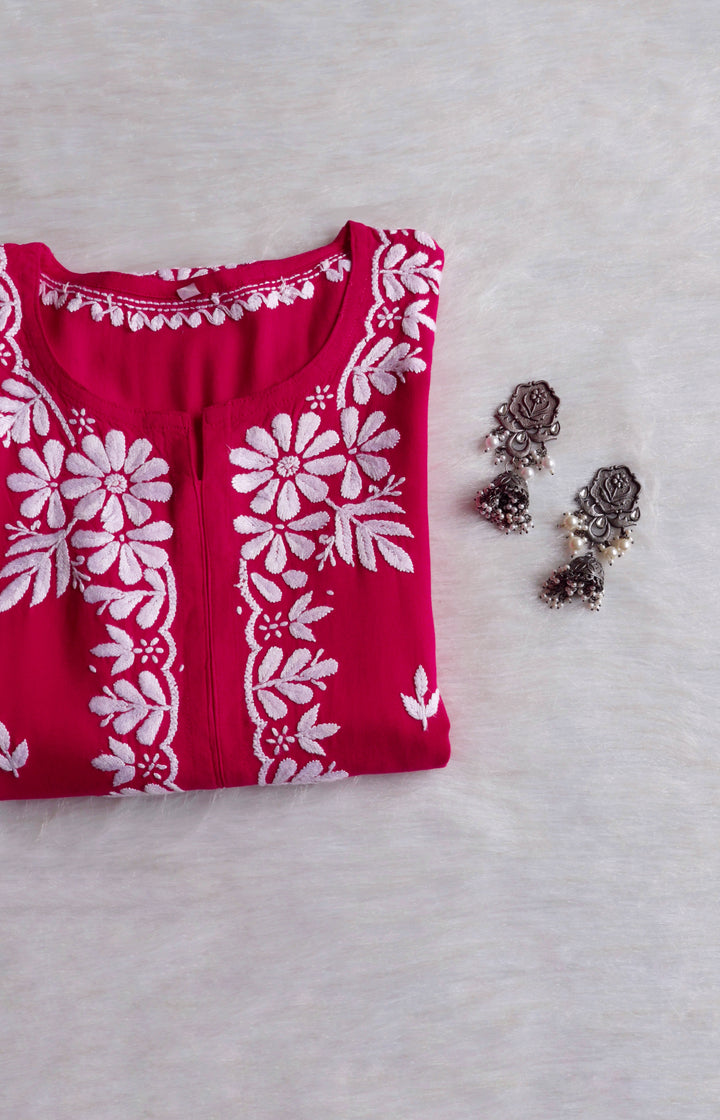 Zainab Deep Pink Long Rayon kurta