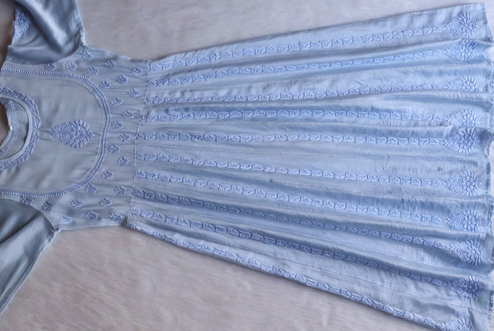 Naqsh Ice Blue Pure Chanderi Silk Anarkali
