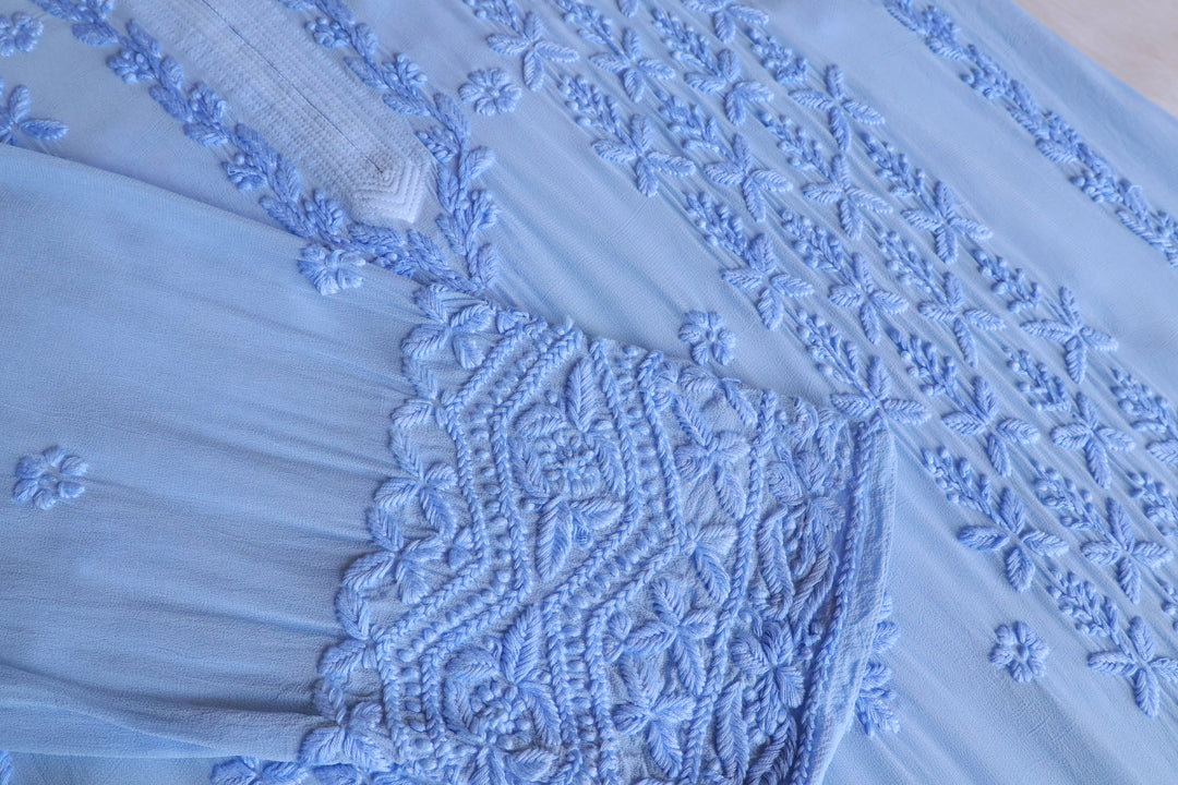 Elara Ice Blue Premium Viscose Georgette Kurta