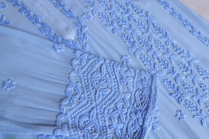 Elara Ice Blue Premium Viscose Georgette Kurta