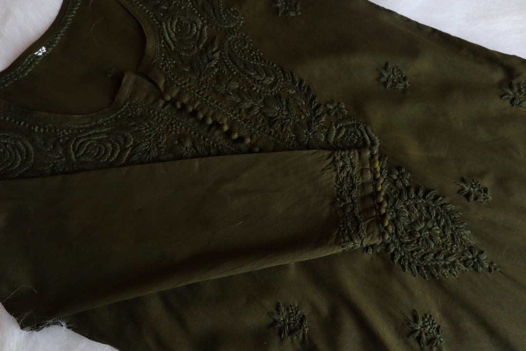 Gul Olive Green Cotton Kurta