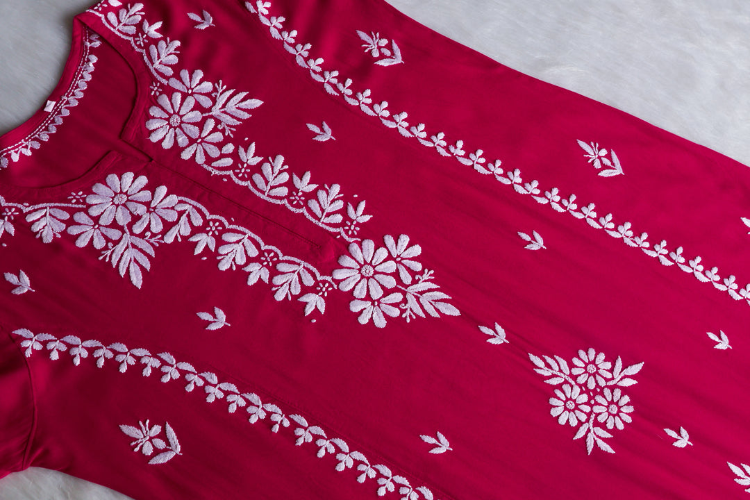Zainab Deep Pink Long Rayon kurta