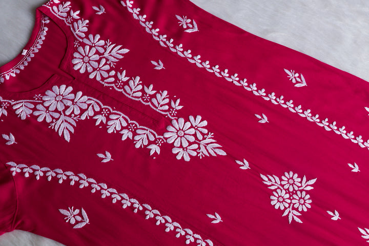 Zainab Deep Pink Long Rayon kurta