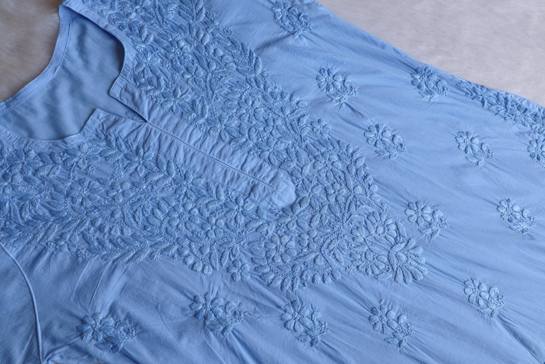 Anah Ice Blue Pure Cotton Kurta