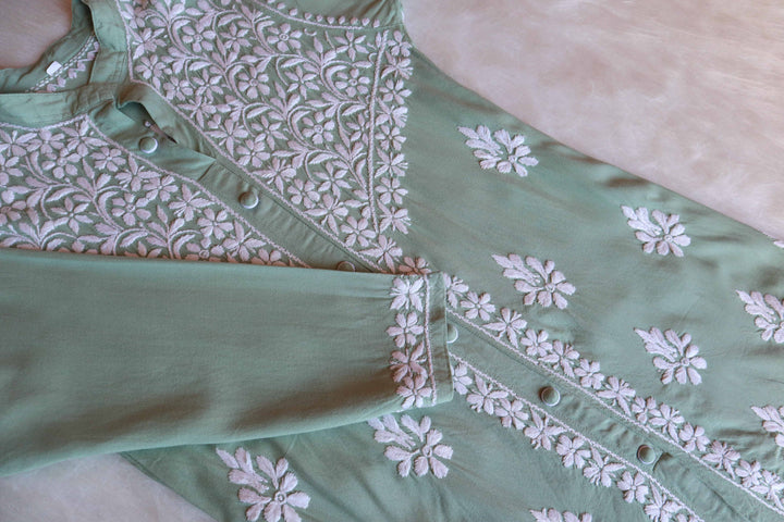 Hayaa Sage Green Rayon Coord set