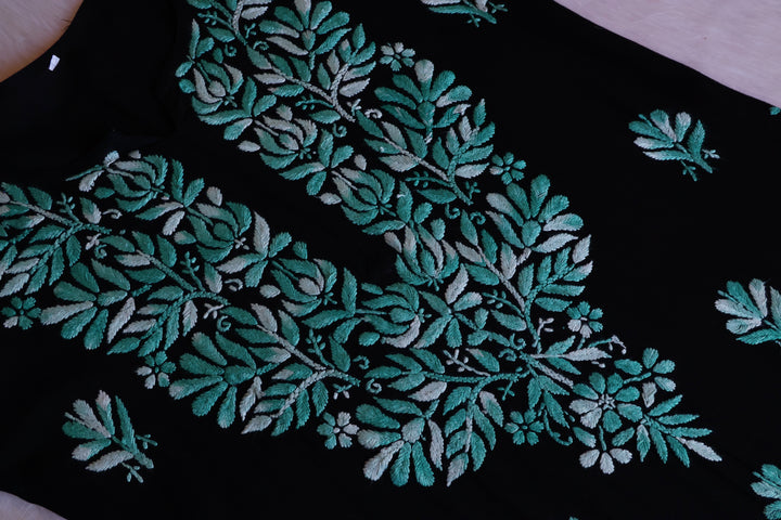 Sanam Black & Teal Ombre Long Rayon Kurta