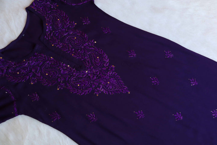 Purple 2 piece Rayon Mukaish set