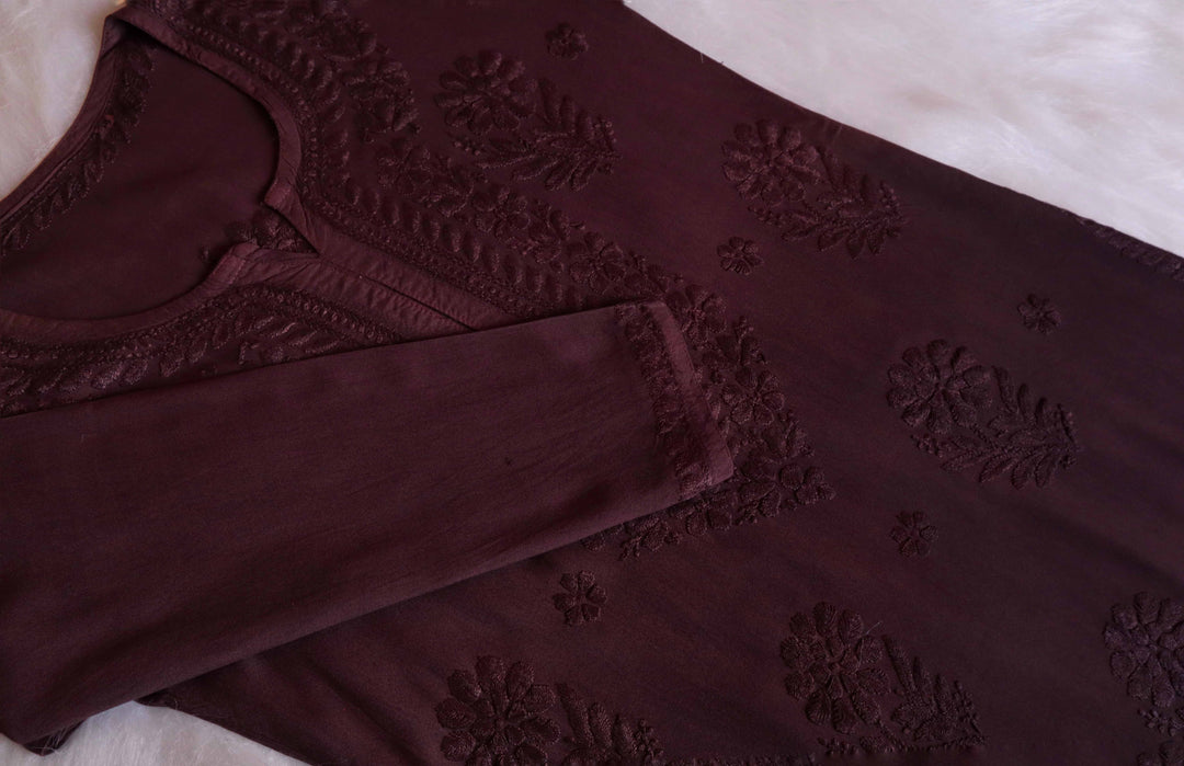 Laila Chocolate Brown Ombre Long Rayon Kurta