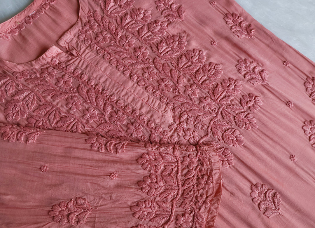 MehrNaaz Rose Brown Pure Muslin Kurta