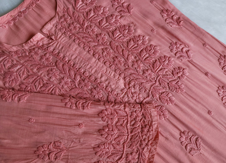 MehrNaaz Rose Brown Pure Muslin Kurta