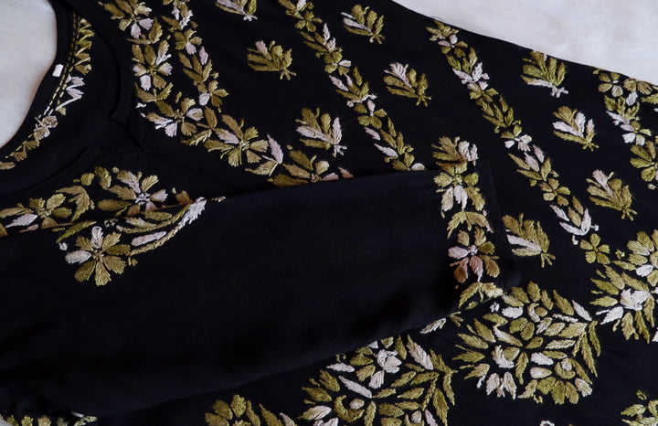 Noora Black & Green Rayon Kurta Pant set