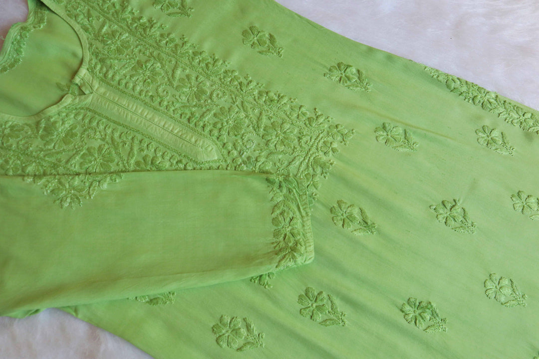 Aayat Lime Green Rayon Kurta Pant set