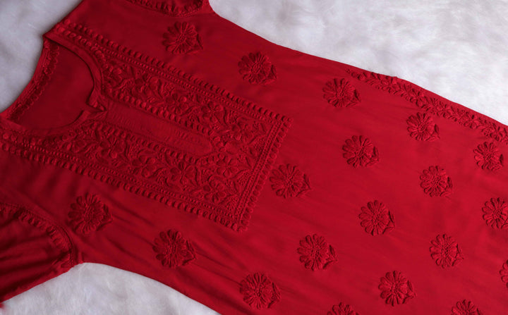 Duaa Red Modal Kurta Pant set